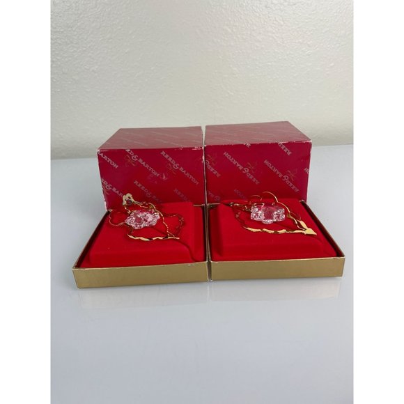 Set of 2 Reed & Barton Gold & Crystal Christmas Tree Ornaments - Picture 5 of 12